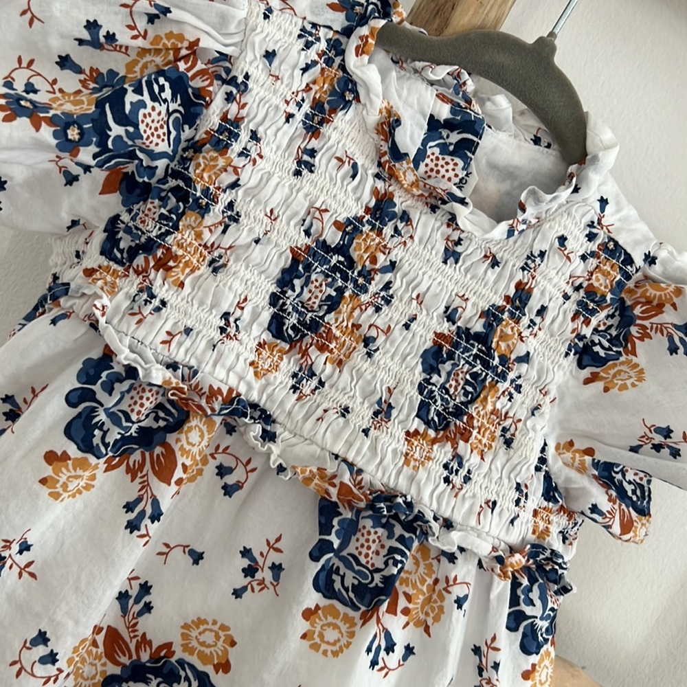 Janie and Jack Floral Smocked Flutter Sleeve Top Size 18-24 month - Picture 2 of 3